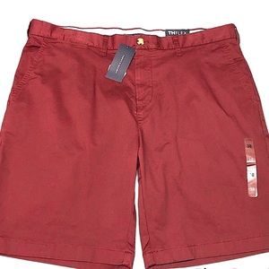 Tommy Hilfiger Men's Casual Flat Front Shorts Flex Burgundy 38W NWT